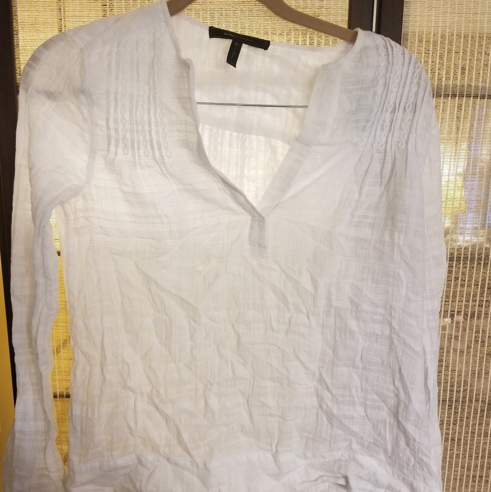 BCBG Josey white patterned blouse